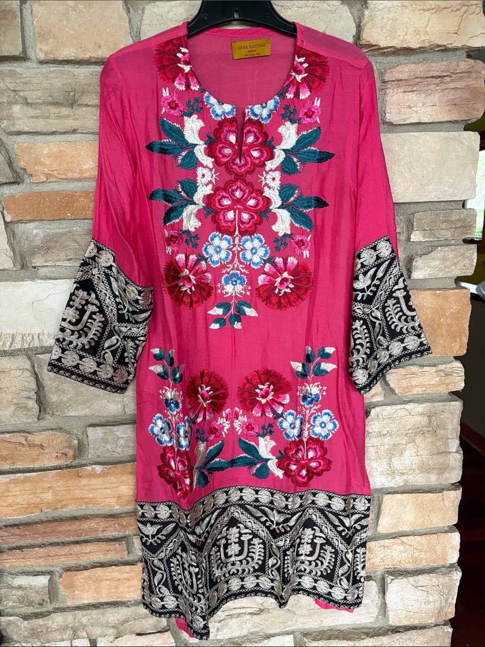 Bright linen Embroidered Floral swim coverup